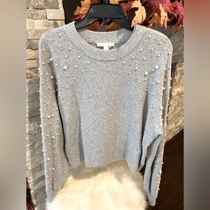 Chelsea & Violet Pearl accent grey sweater
